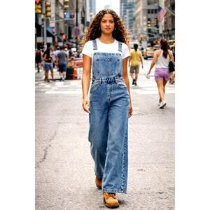 Wide Leg Denim Loose Jumper One Piece We Wore What Bib Overalls size 26